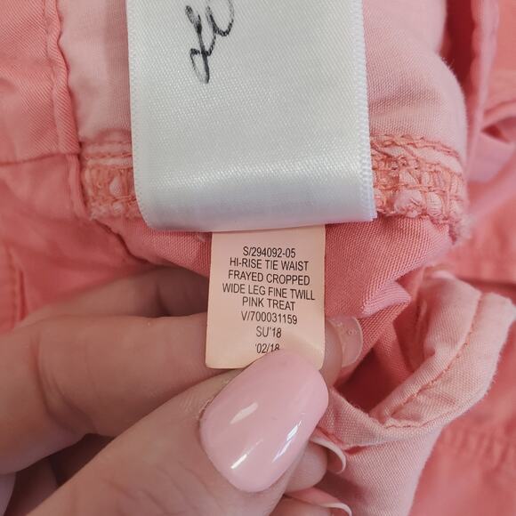 Gap | High-Rise Wide Leg Crop Tie Waist Twill Pants Raw Hem - Picture 13 of 13